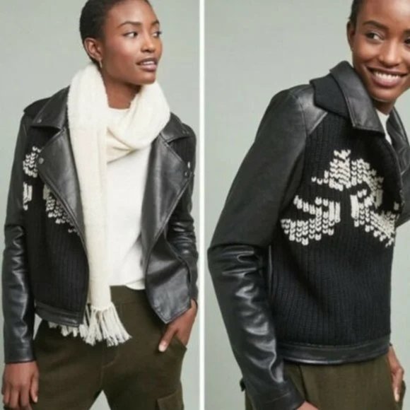💥HOT ITEM💥 Anthropologie Ett:Twa Sweater Moto Jacket - Picture 11 of 14